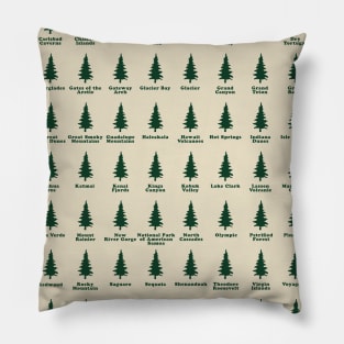 US National Parks All 63 National Parks Tree Edit Pillow