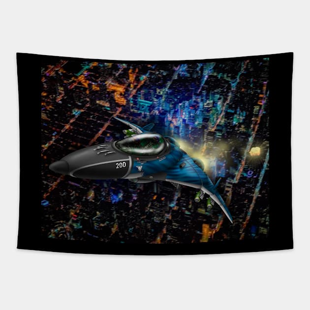 HB-77 Hummingbird Aerospace Fighter Tapestry by Oswald's Oddities