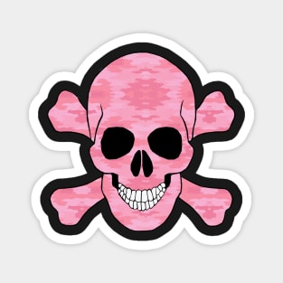 Pink Camouflage Skull And Crossbones Magnet