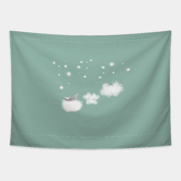 Swim there, you little cloud boat Tapestry by Anne Seltmann Design