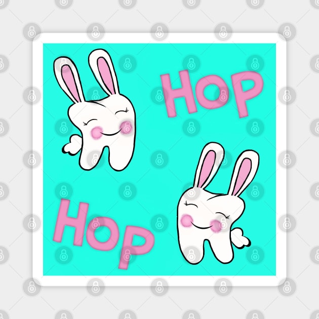 Tooth Bunny Hop Magnet by FranBail