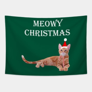 Meowy Christmas Ginger Kitten Tapestry