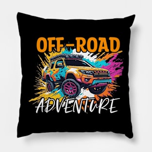 Offroad Adventure Retro colorful design. Pillow