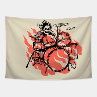 Skull Drummer Tapestry