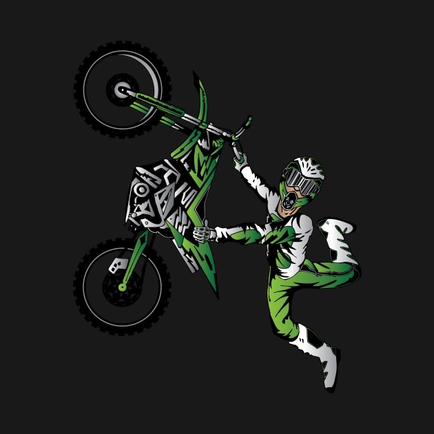 Green Dirtbike Motocross Freestyle Fly by OffRoadStyles