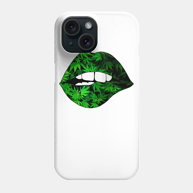 Funny Sexy Lips Cannabis Marijuana Phone Case by Teeeshirt