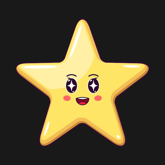 Cartoon Kawaii Golden Star with Star Strucking Face by DmitryMayer