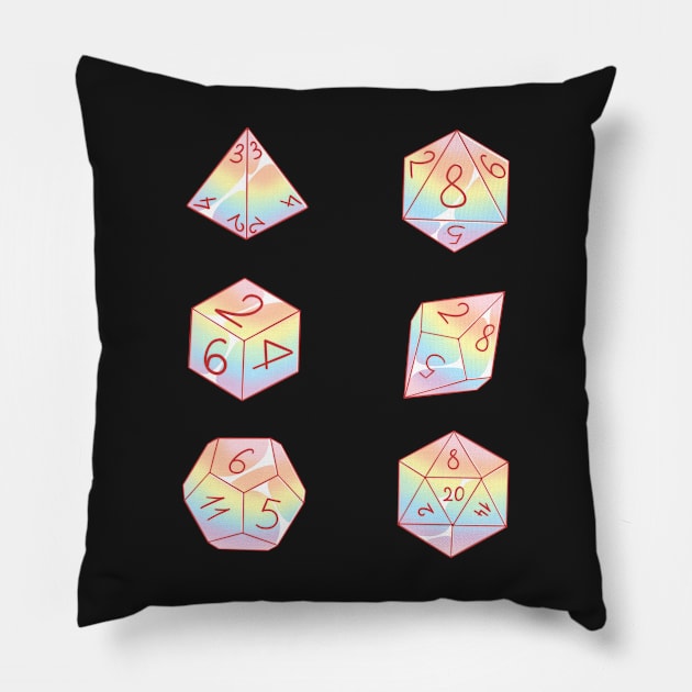 Pastel rainbow dice set Pillow by Itsacuteart