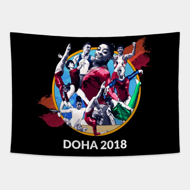 Doha 2018 Graphic (Dark) Tapestry by GymCastic