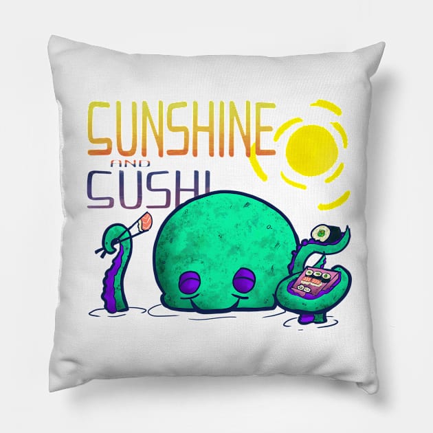 Sunshine And Sushi Octopus Pillow by jw608