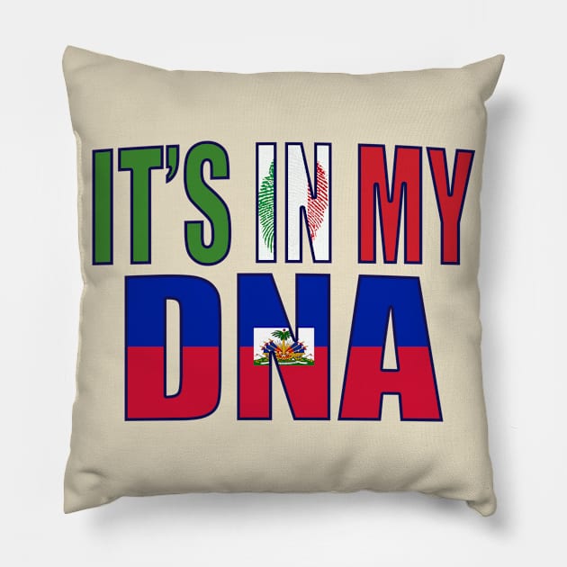 Italian And Haitian DNA Mix Flag Heritage Gift Pillow by Just Rep It!!