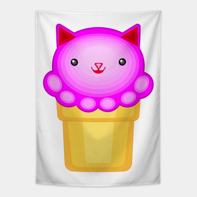 Strawberry Ice Cream Vector Tapestry by Doggomuffin 