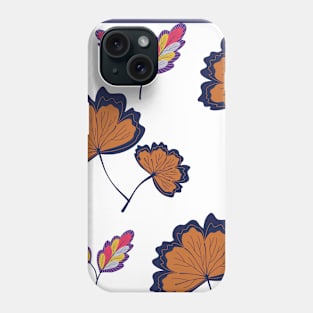 leaf pattern, blue and browns Phone Case