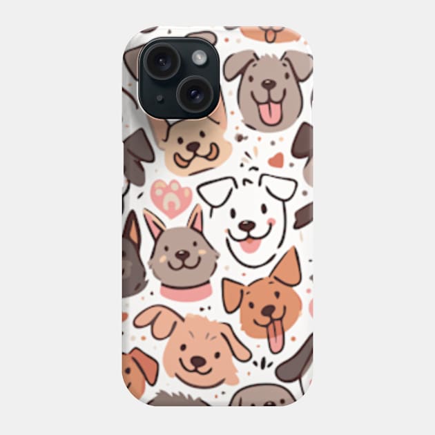 Happy Cute Puppies Pattern Phone Case by ArtFactoryAI