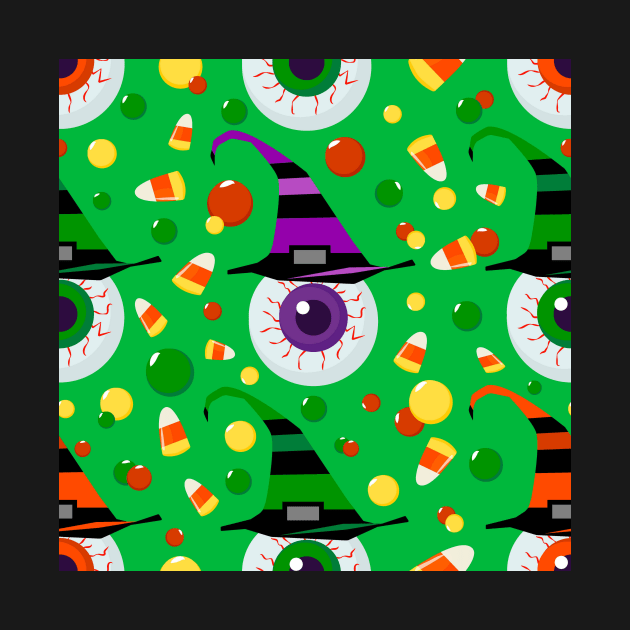 Eyes with hat in candyland on green by YamyMorrell