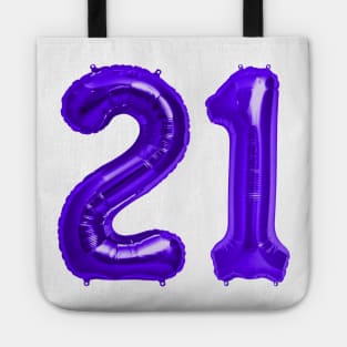 Purple 21st Birthday Metallic Helium Balloons Numbers Tote