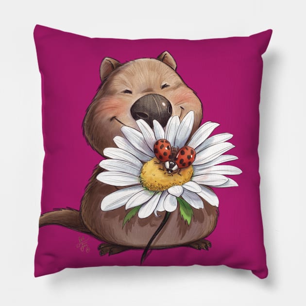 Mili Fay’s Quokka with Ladybug — I Love You Pillow by Mili Fay Art