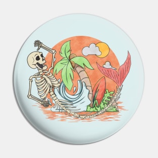 Tropical Mermaid Skeleton Pin