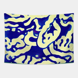 Background blue wavy strokes Tapestry