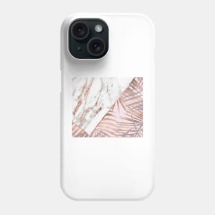 Rose gold marble & tropical ferns Phone Case