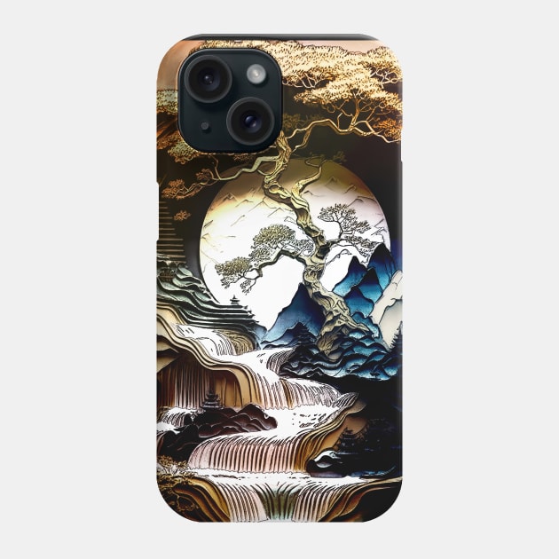 Japan art tree landscape Phone Case by MCAshe spiritual art 