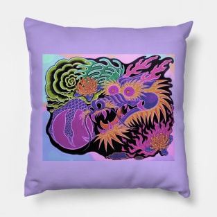 Neon Dragon With 4 Elements Variant 9 Pillow