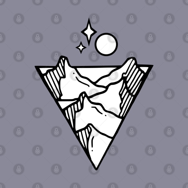 Hand Drawn Mountains & Stars Logo by TaliDe