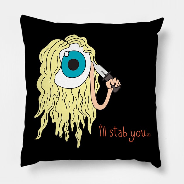 Eyell Stab You Pillow by CalebLindenDesign