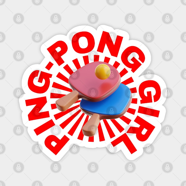 Ping-Pong Girl - Sports Team Pingpong Player Magnet by Millusti