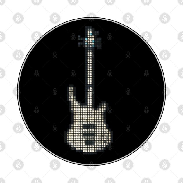 Tiled Pixel White K5 Bass Guitar in a Black Circle by gkillerb