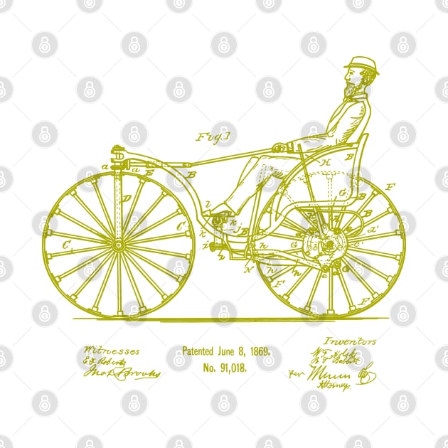 Bicycle Art Gift 1869 Velocipede Patent by MadebyDesign