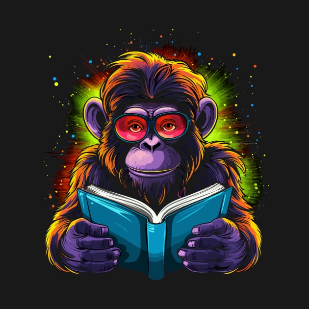 Monkey Reads Book by JH Mart