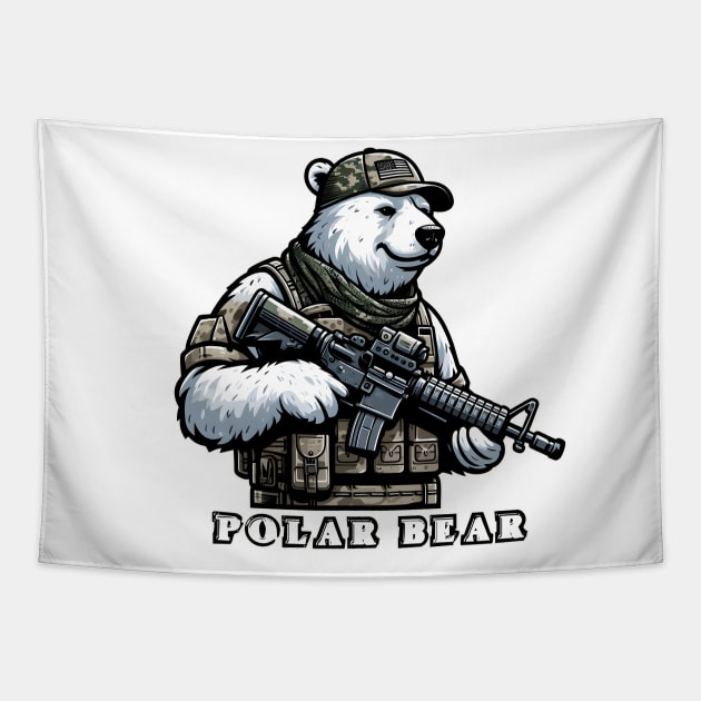 Tactical Polar Bear Tapestry by Rawlifegraphic