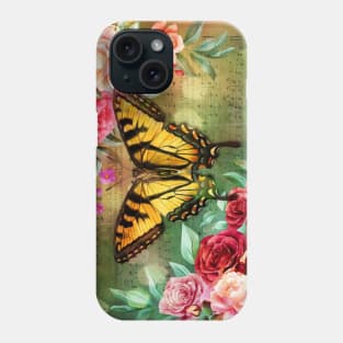 Summer floral garden and butterfly Phone Case