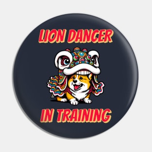 Corgi Lion Dancer in Training for Chinese New Year 2024 Pin