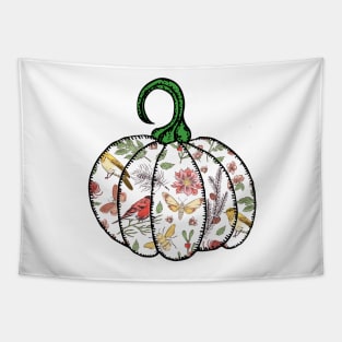 Nature Lovers Halloween Pumpkin Birds and Bees Tapestry