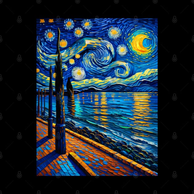 South beach at starry night by FUN GOGH