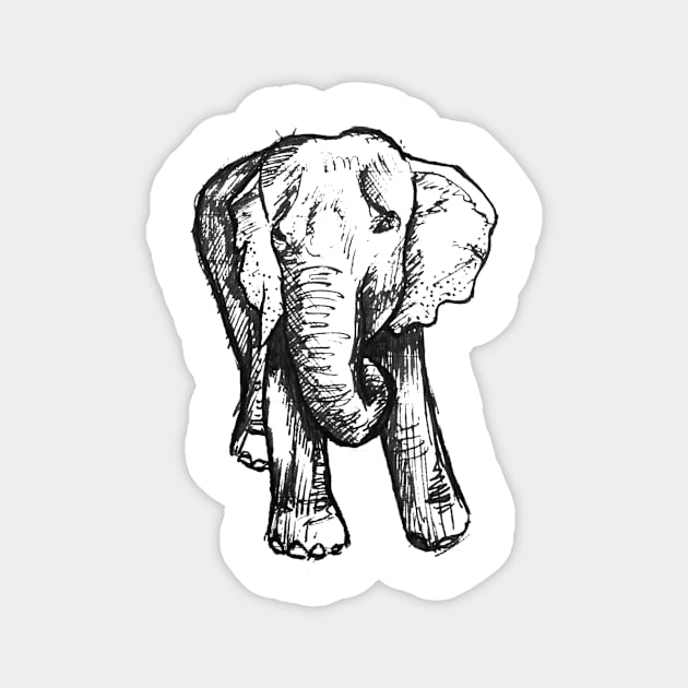 Elephant Sketch (Dark) Magnet by pixelvision