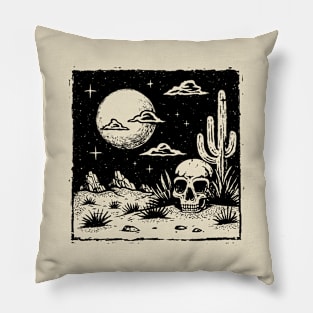 Western Boho Desert Skull with Moon Pillow