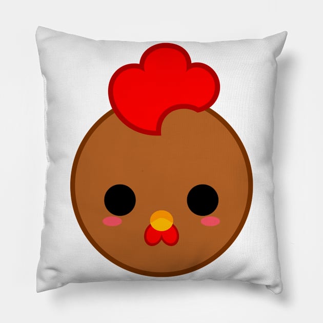 Cute Brown Rooster Pillow by alien3287