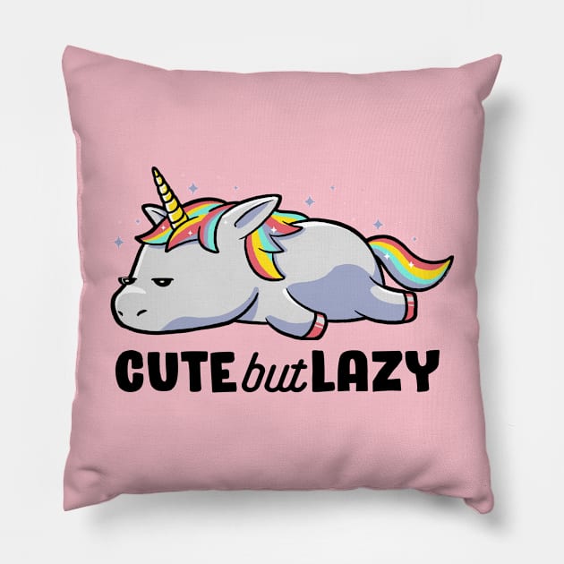 Cute But Lazy Funny Unicorn Gift Pillow by eduely