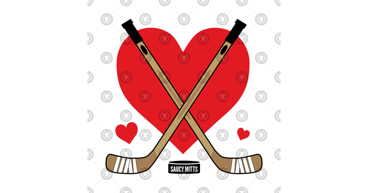 Love Heart Hockey Sticks Hockey Sticker TeePublic