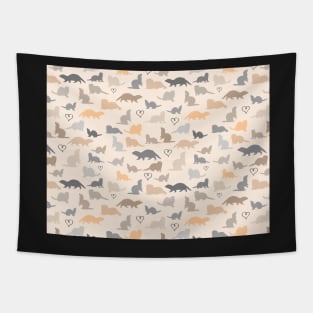 Neutral Brown Ferrets Pattern Tapestry