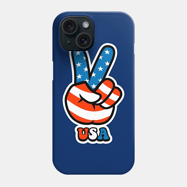 July 4th Peace Sign Freedom Fingers made of American USA Flag Symbol Phone Case by ChattanoogaTshirt