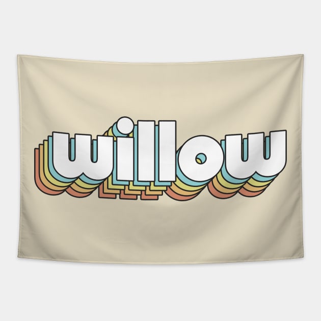 Willow - Retro Rainbow Typography Faded Style Tapestry by Paxnotods