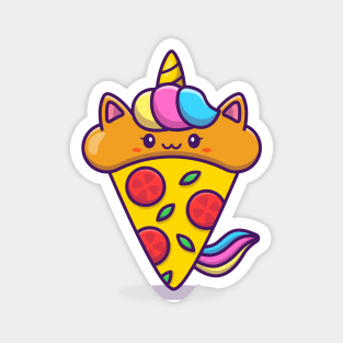 Cute Unicorn Pizza Magnet