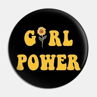 Girl Power - Groovy text with Sunflower Pin