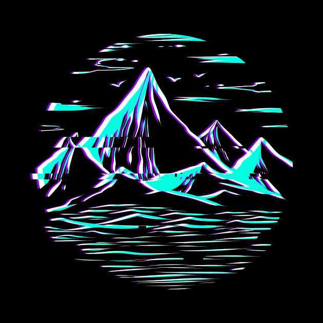 Retro Glitch Vaporwave Hiking Camping by SinBle