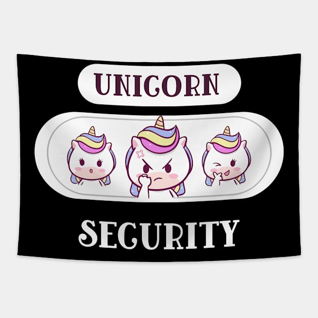 Unicorn Security Funny Cute Tapestry by Anassein.os