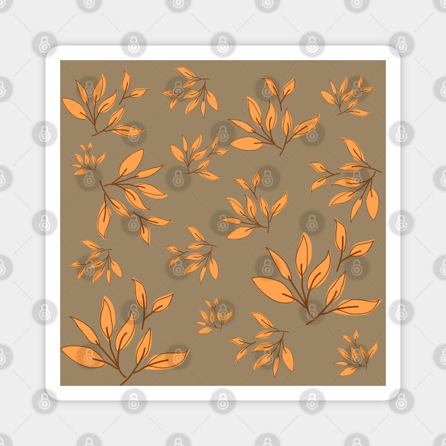 Brown leaves decorative pattern Magnet by HR-the-Chemist